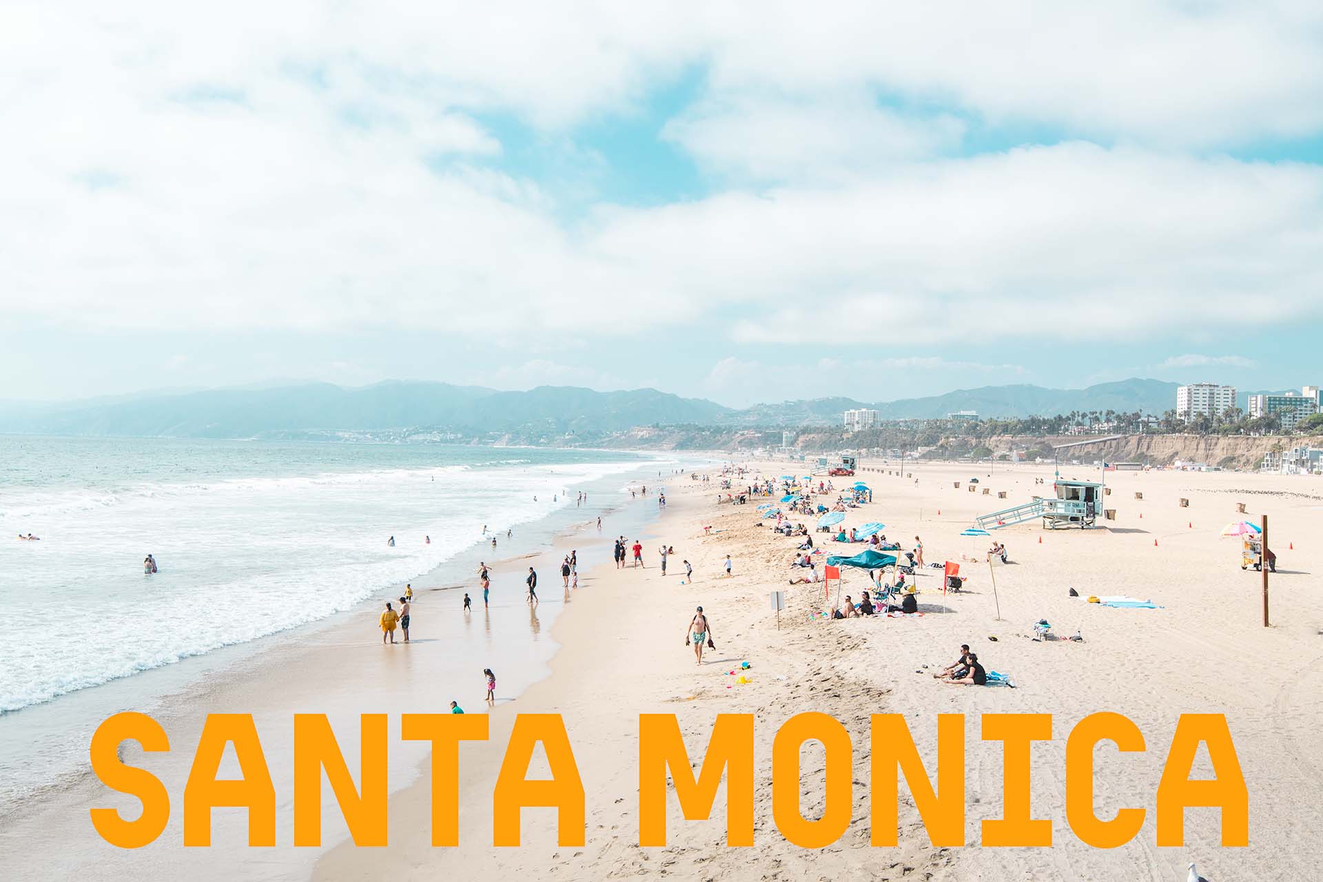 “Fine art photo of Santa Monica cityscape by Korbin, featuring coastal architecture and warm sunset tones.”