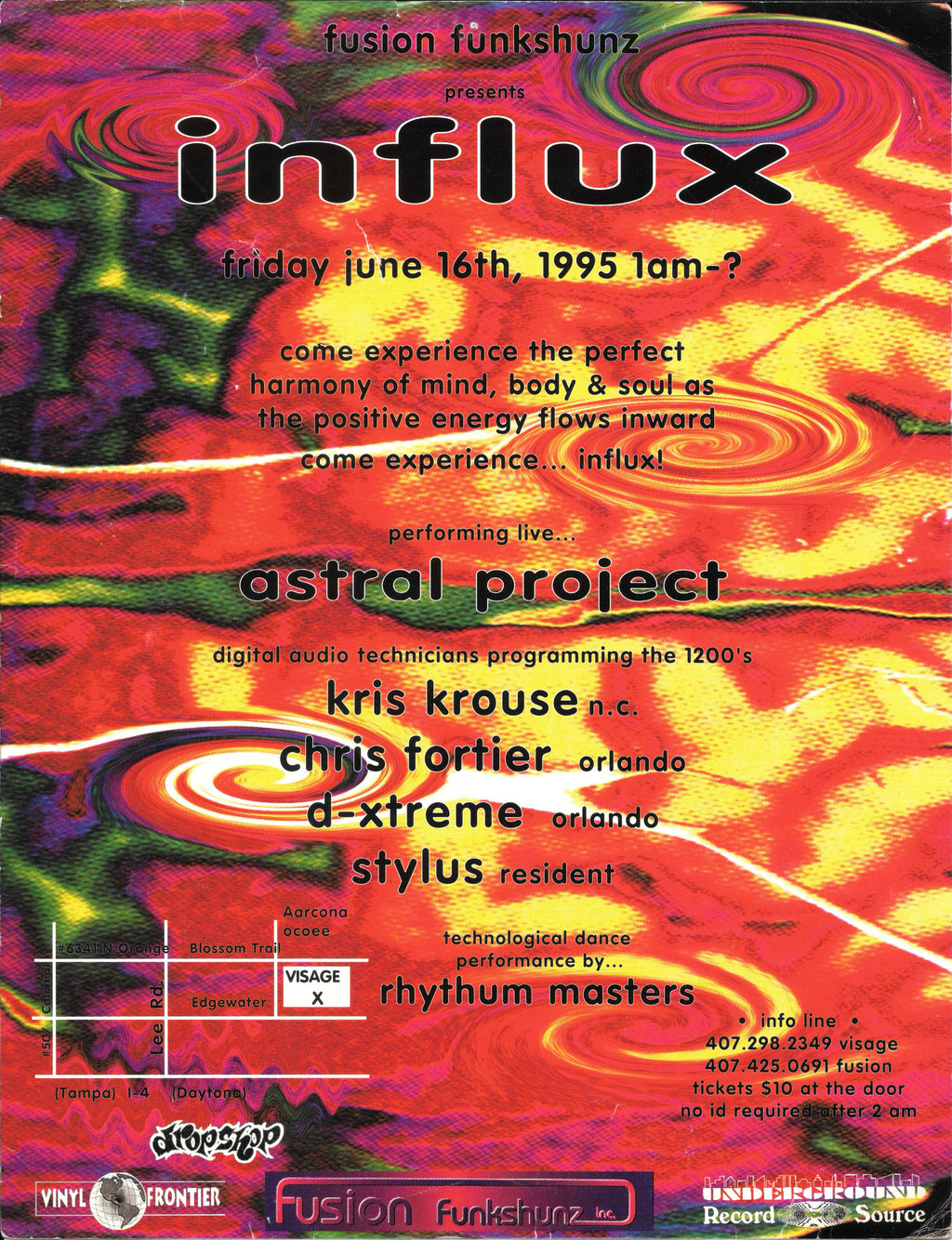 90's Rave Vintage Flyer T-Shirt- Influx