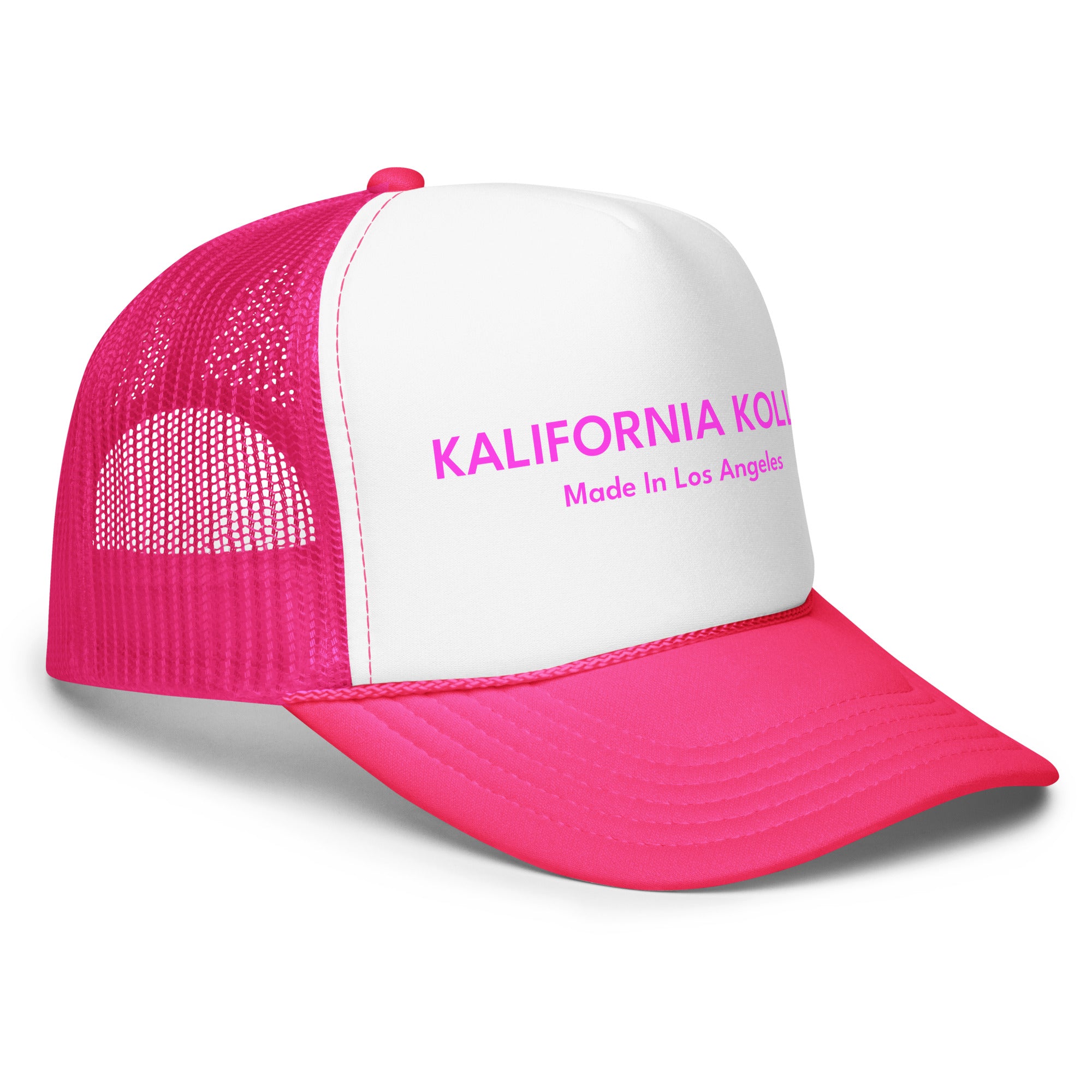 Foam Trucker Hat- Neon Pink Logo